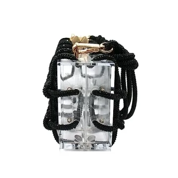 DJBM Clear Acrylic Clutch with Rhinestones for Parties