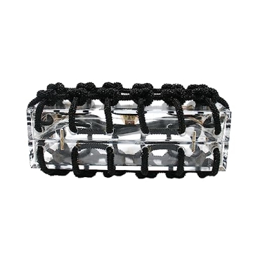 DJBM Clear Acrylic Clutch with Rhinestones for Parties