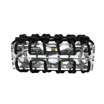 DJBM Clear Acrylic Clutch with Rhinestones for Parties