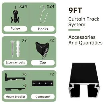 MaKefeile Ceiling Curtain Tracks Ceiling Mounted Heavy-Duty Curtains Rails Room Divider Curtain Track for Living Bedroom Shower Privacy RV Garage Divider Track and Hooks, Black 9ft.