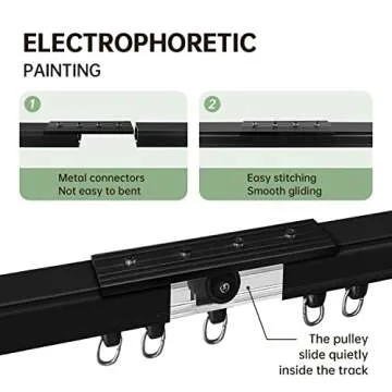 MaKefeile Ceiling Curtain Tracks Ceiling Mounted Heavy-Duty Curtains Rails Room Divider Curtain Track for Living Bedroom Shower Privacy RV Garage Divider Track and Hooks, Black 9ft.