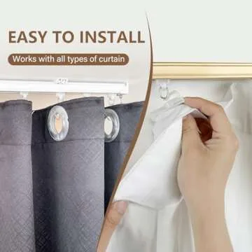 MaKefeile Ceiling Curtain Tracks Ceiling Mounted Heavy-Duty Curtains Rails Room Divider Curtain Track for Living Bedroom Shower Privacy RV Garage Divider Track and Hooks, Black 9ft.