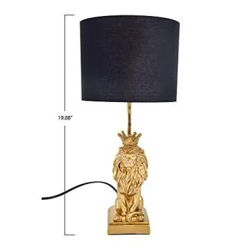 Creative Co-Op Lion Shaped Table Lamp with Black Shade