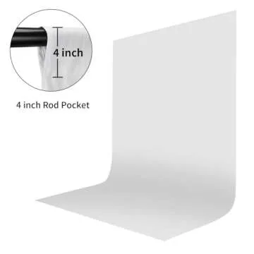 5X6.5FT White Backdrop, UTEBIT White Background for Photography, Photo Booth Backdrops for Photoshoot Backgrounds Screen Video Recording Parties Curtain