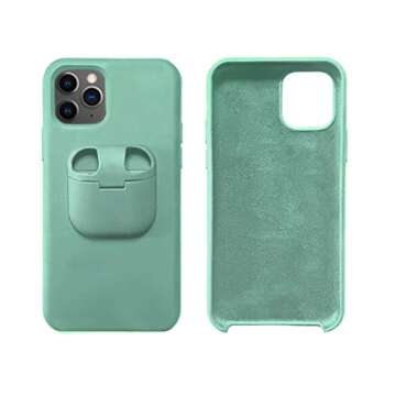 Keshiwo 2 in 1 Wireless Headset Phone Case Protection for iPhone 11 Pro and for AirPods,Anti-Fall Protective case,Drop Protection Sleeve,Mobile Phone Shell Silicone + Headset Warehouse Light Green