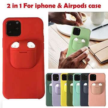 Keshiwo 2 in 1 Wireless Headset Phone Case Protection for iPhone 11 Pro and for AirPods,Anti-Fall Protective case,Drop Protection Sleeve,Mobile Phone Shell Silicone + Headset Warehouse Light Green