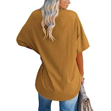 Ebifin Women's Oversized T-Shirts - Comfy Half Sleeve V Neck Tops