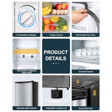 Upstreman Mini Fridge with Freezer for Dorms and Offices