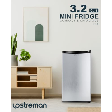 Upstreman Mini Fridge with Freezer for Dorms and Offices