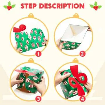 JOYIN 24 PCS 3D Christmas Goody Gift Boxes with Bow for Holiday Xmas Goodie Paper Boxes, School Classroom Party Favor Supplies, Candy Treat Cardboard Cookie Boxes