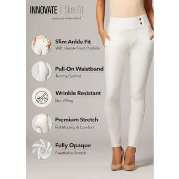 Conceited Dress Pants Women - Stretchy - Tummy Control - All Day Comfort Wear to Work - Womens Dress...