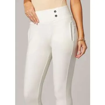 Conceited Dress Pants Women - Stretchy - Tummy Control - All Day Comfort Wear to Work - Womens Dress Pants in Regular and Plus Size - Off-White - Medium