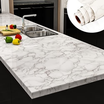 YENHOME 30"X118" Grey Marble Contact Paper for Easy Home Renovations