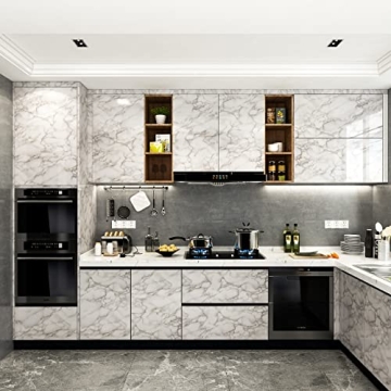 YENHOME Peel and Stick Grey Marble Contact Paper
