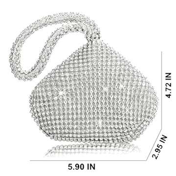 VISTATROY Women's Evening Bag Sparkly Rhinestone Purse Triangle Designer Chain Clutch Purse Bag Party Prom Wedding Purse