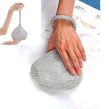 VISTATROY Women's Evening Bag Sparkly Rhinestone Purse Triangle Designer Chain Clutch Purse Bag Party Prom Wedding Purse