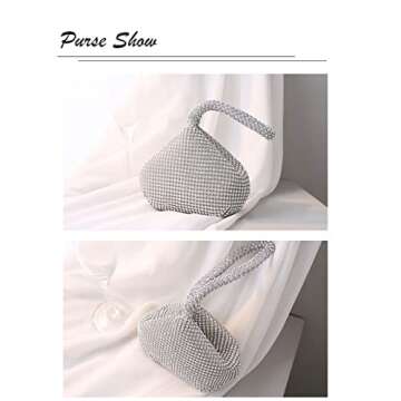 VISTATROY Women's Evening Bag Sparkly Rhinestone Purse Triangle Designer Chain Clutch Purse Bag Party Prom Wedding Purse