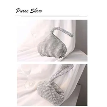 VISTATROY Women's Evening Bag Sparkly Rhinestone Purse Triangle Designer Chain Clutch Purse Bag Party Prom Wedding Purse