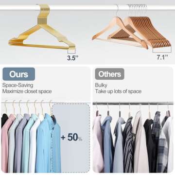 SPECILITE Metal Wire Clothes Hangers Bulk 30 Pack with Notches for Standard Size Coats, Shirts, Suits, Pants, Heavy Duty, Space-Saving, Gold