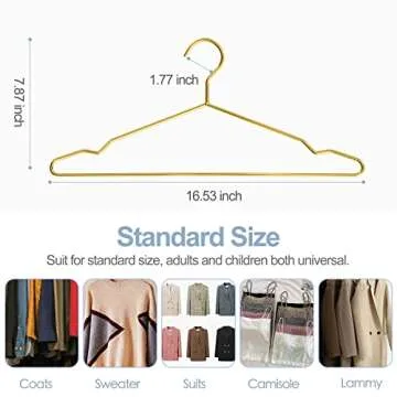 SPECILITE Metal Wire Clothes Hangers Bulk 30 Pack with Notches for Standard Size Coats, Shirts, Suits, Pants, Heavy Duty, Space-Saving, Gold
