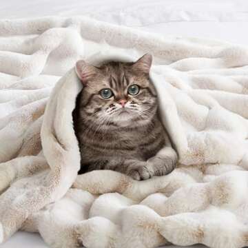 Hyde Lane Ultra Soft Plush Throw Blanket, Fuzzy Faux Rabbit Fur Throws, Luxury Cozy Fluffy Blankets for Sofa, Couch, Living Room Decor, Warm Gift for Women, Frost Fox, 50"x60"