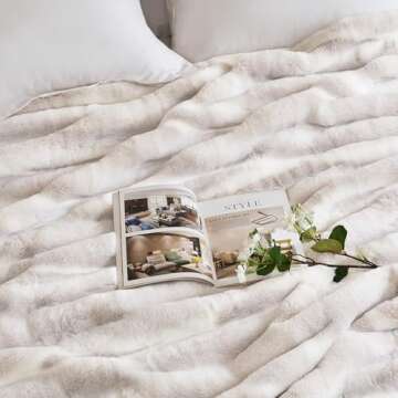 Hyde Lane Ultra Soft Plush Throw Blanket, Fuzzy Faux Rabbit Fur Throws, Luxury Cozy Fluffy Blankets for Sofa, Couch, Living Room Decor, Warm Gift for Women, Frost Fox, 50"x60"