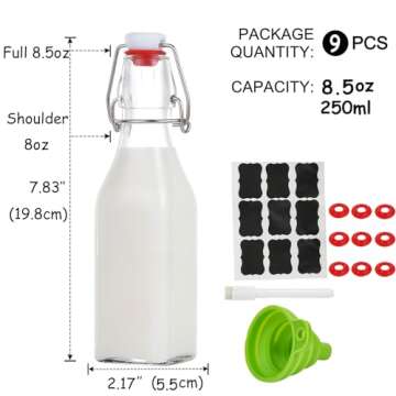ZEBEIYU Swing Top Glass Bottles 8 oz with Airtight Lids for Home Brewing, Kombucha, Kefir, Vanilla E...