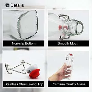 ZEBEIYU Swing Top Glass Bottles 8 oz with Airtight Lids for Home Brewing, Kombucha, Kefir, Vanilla Extract, Beer, Oil, Vinegar, Homemade Juices, Water,Soda Set of 9