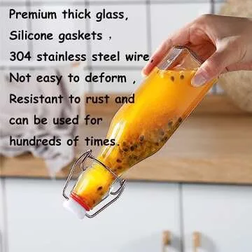 ZEBEIYU Swing Top Glass Bottles 8 oz with Airtight Lids for Home Brewing, Kombucha, Kefir, Vanilla Extract, Beer, Oil, Vinegar, Homemade Juices, Water,Soda Set of 9