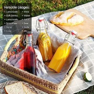 ZEBEIYU Swing Top Glass Bottles 8 oz with Airtight Lids for Home Brewing, Kombucha, Kefir, Vanilla Extract, Beer, Oil, Vinegar, Homemade Juices, Water,Soda Set of 9