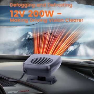 Car Heater,200W Portable Fast Heating Auto Car Heater Defroster Windshield Defogger Automobile Windscreen Plug in Cigarette Lighter 360 Degree Rotary (12V) (Large Size)