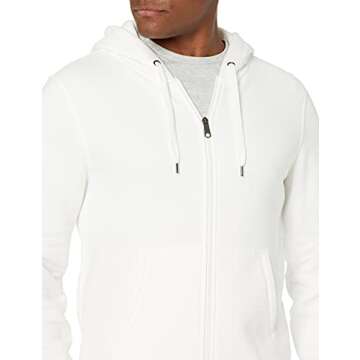 Amazon Essentials Men's Full-Zip Fleece Hoodie (Available in Big & Tall), Bright White, Large