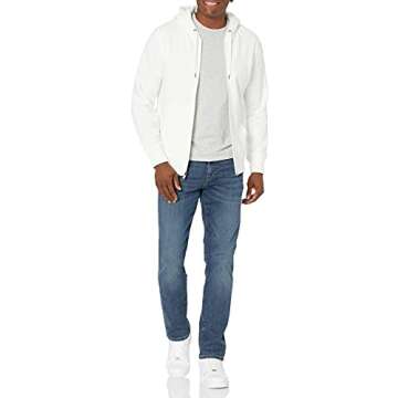 Amazon Essentials Men's Full-Zip Fleece Hoodie (Available in Big & Tall), Bright White, Large