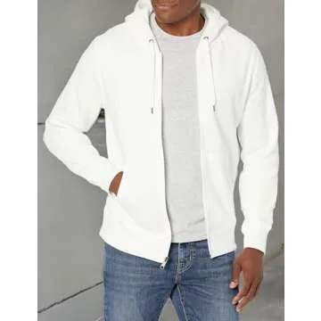 Amazon Essentials Men's Full-Zip Fleece Hoodie (Available in Big & Tall), Bright White, Large