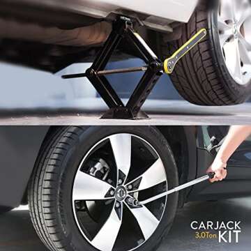 Car Jack Kit | Scissor Jack for Car 3 Ton (6,600 lbs) - Tire Jack Tool Kit | Portable, Ideal for SUV...