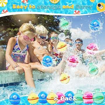 8 Pack Reusable Water Balloons for Kids, Refillable Water Balloon Quick Fill and Self Sealing, Magnetic Water Bomb Balls Outdoor Water Balloon for Summer Party, Water Fight Game,Water Park