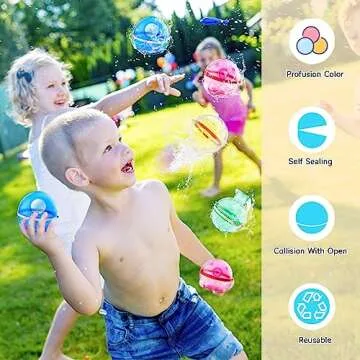 8 Pack Reusable Water Balloons for Kids, Refillable Water Balloon Quick Fill and Self Sealing, Magnetic Water Bomb Balls Outdoor Water Balloon for Summer Party, Water Fight Game,Water Park