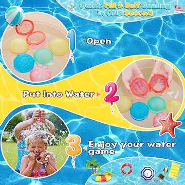 8 Pack Reusable Water Balloons for Kids, Refillable Water Balloon Quick Fill and Self Sealing, Magnetic Water Bomb Balls Outdoor Water Balloon for Summer Party, Water Fight Game,Water Park