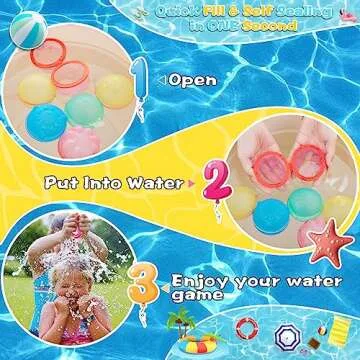 8 Pack Reusable Water Balloons for Kids, Refillable Water Balloon Quick Fill and Self Sealing, Magnetic Water Bomb Balls Outdoor Water Balloon for Summer Party, Water Fight Game,Water Park