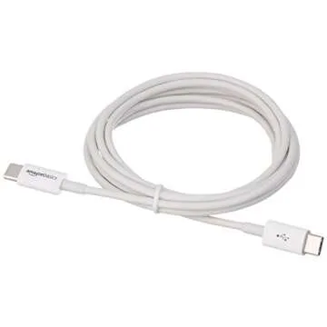 Amazon Basics USB-C to USB-C Fast Charger Cable, 480Mbps Speed, USB-IF Certified, for Fast Charging Apple iPhone 16/15, iPad, MacBook, Samsung Galaxy, Tablets, Laptops, 6 Foot, White