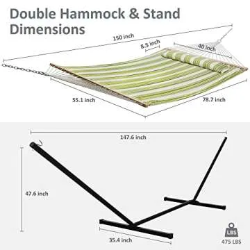 SUNCREAT Portable Double Hammock with Stand for Two