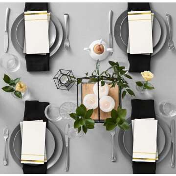 Gift Boutique Gold Trim Napkins - Elegant Disposable Dinnerware
