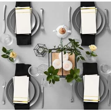 Gift Boutique Gold Trim Napkins - Elegant Disposable Dinnerware