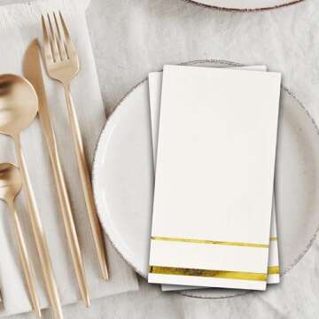 Gift Boutique Gold Trim Napkins - Elegant Disposable Dinnerware