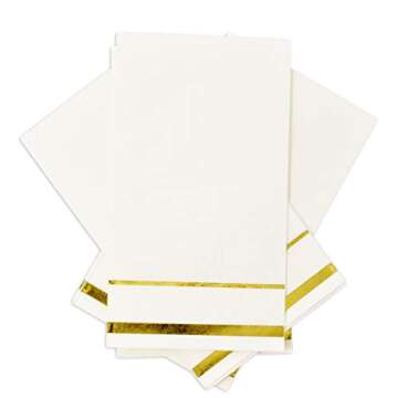 Gift Boutique Gold Trim Napkins - Elegant Disposable Dinnerware