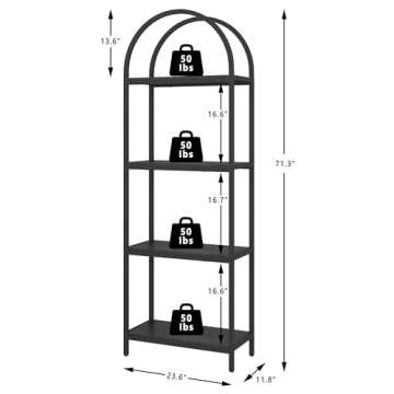 Yusong 4-Tier Arched Bookcase: Stylish & Sturdy Storage Solution