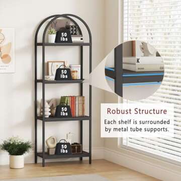 Yusong 4-Tier Arched Bookcase - Modern & Versatile Design