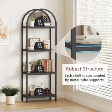 Yusong 4-Tier Arched Bookcase - Modern & Versatile Design