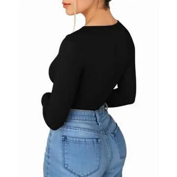 MANGOPOP Women's Scoop Neck Long Sleeve Slim Fit Tee