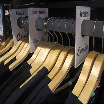 TraGoods 16 Pack White Clothing Rack Size Dividers Plus 60 Labels (1 Inch) and 16 Large Blank Labels...